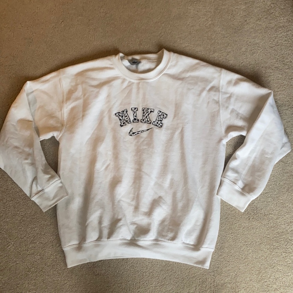 nike cow print crewneck
